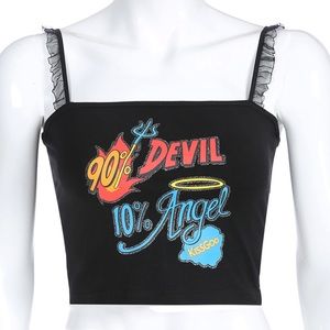 90% Devil, 10% Angel Black Crop Top